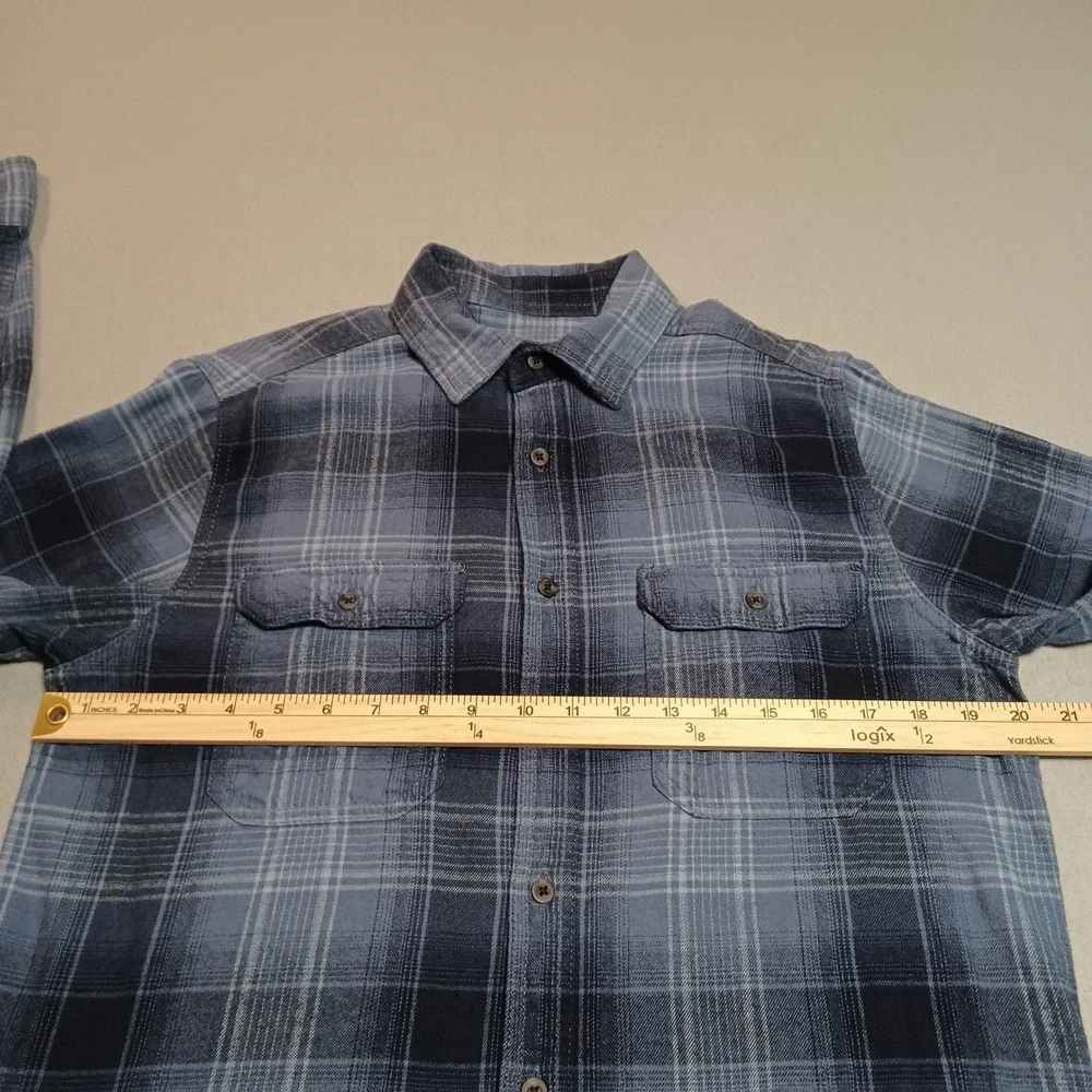 George Mens Plaid Button Down Shirt Blue Grey Long Sleeve S 34-36 GE32100029